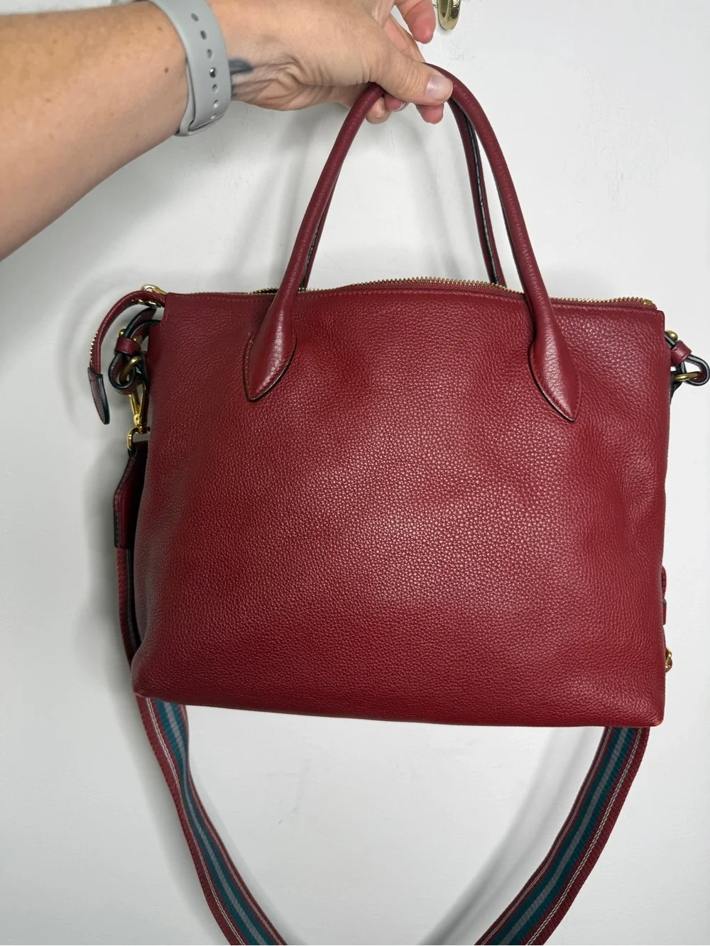 Prada Dual Strap Zip Tote Vitello Daino Medium Red